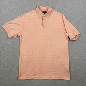 Burberry Golf Shirt Mens Small Salmon Pink Check Polo Short Sleeve Made In Italy